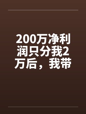 200万净利润只分我2万后,我带全工地兄弟单飞了封面